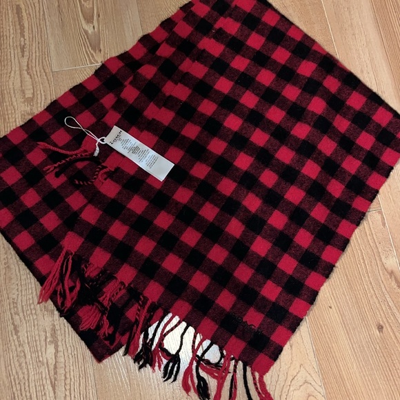 Coach Wool Cashmere Blend Buffalo Check Plaid Scarf Red Men's Preppy - Picture 3 of 4